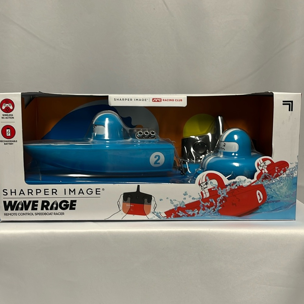 Sharper Image Wave Rage, remote control speedboat racer, Blue.